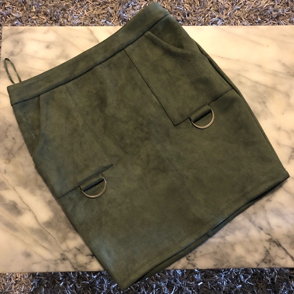 LF faux suede green Bodycon skirt sz XS
